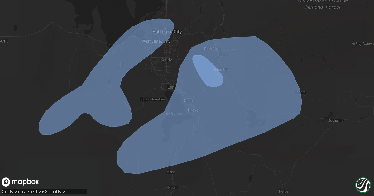 Hail map in Orem, UT on July 3, 2023