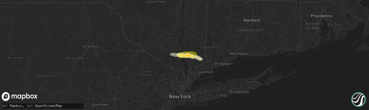 Hail map in Peekskill, NY on July 3, 2023