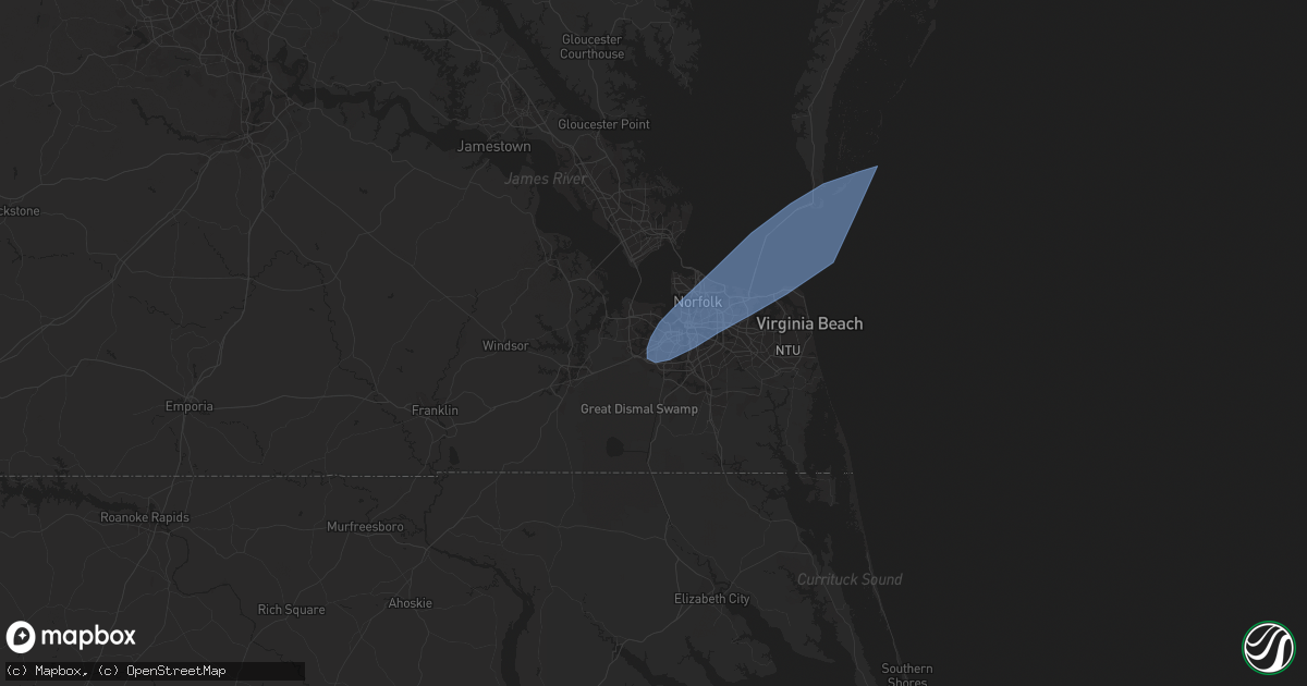 Hail map in Portsmouth, VA on July 3, 2023