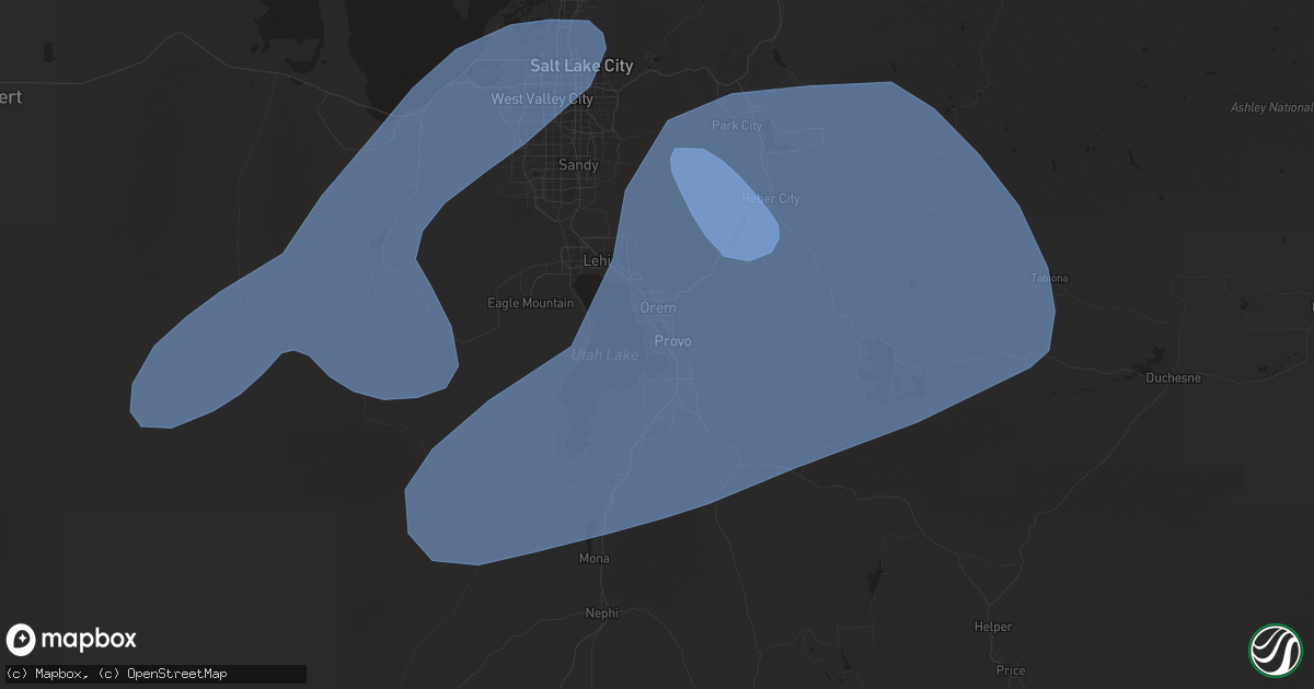 Hail map in Provo, UT on July 3, 2023
