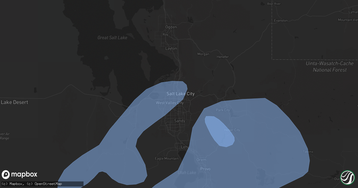 Hail map in Salt Lake City, UT on July 3, 2023