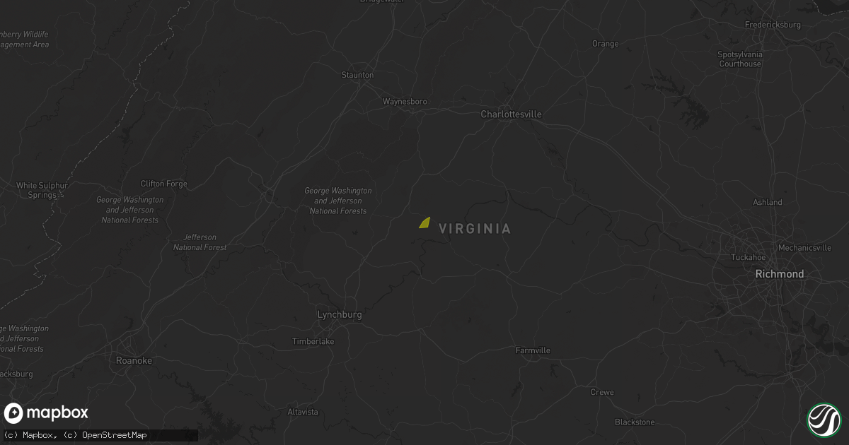 Hail map in Shipman, VA on July 3, 2023