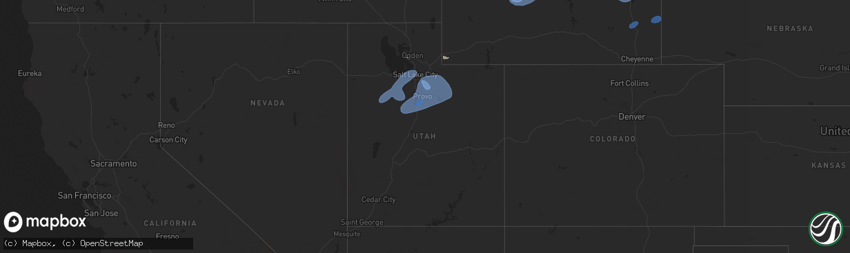 Hail map in Utah on July 3, 2023
