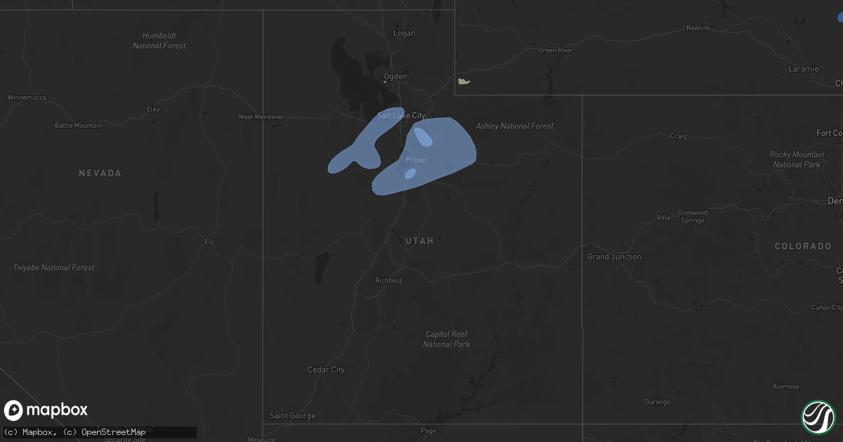 Hail map in Utah on July 3, 2023