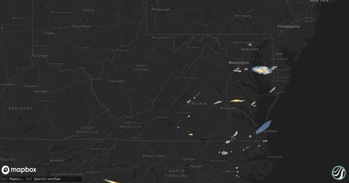 Hail map in Virginia on July 3, 2023