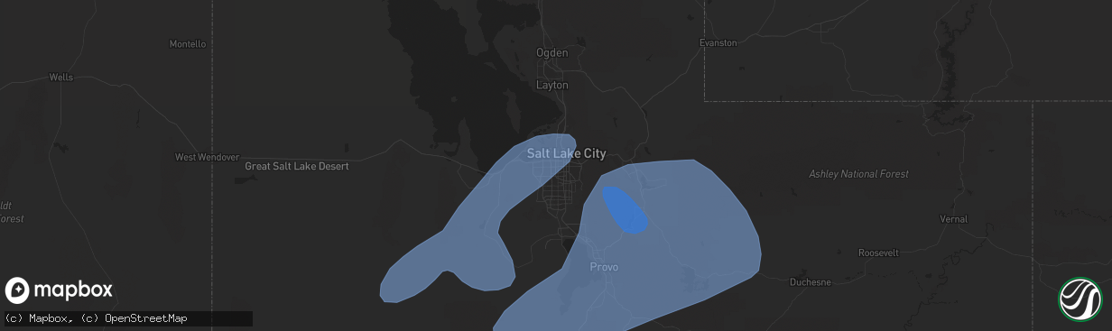 Hail map in West Valley City, UT on July 3, 2023