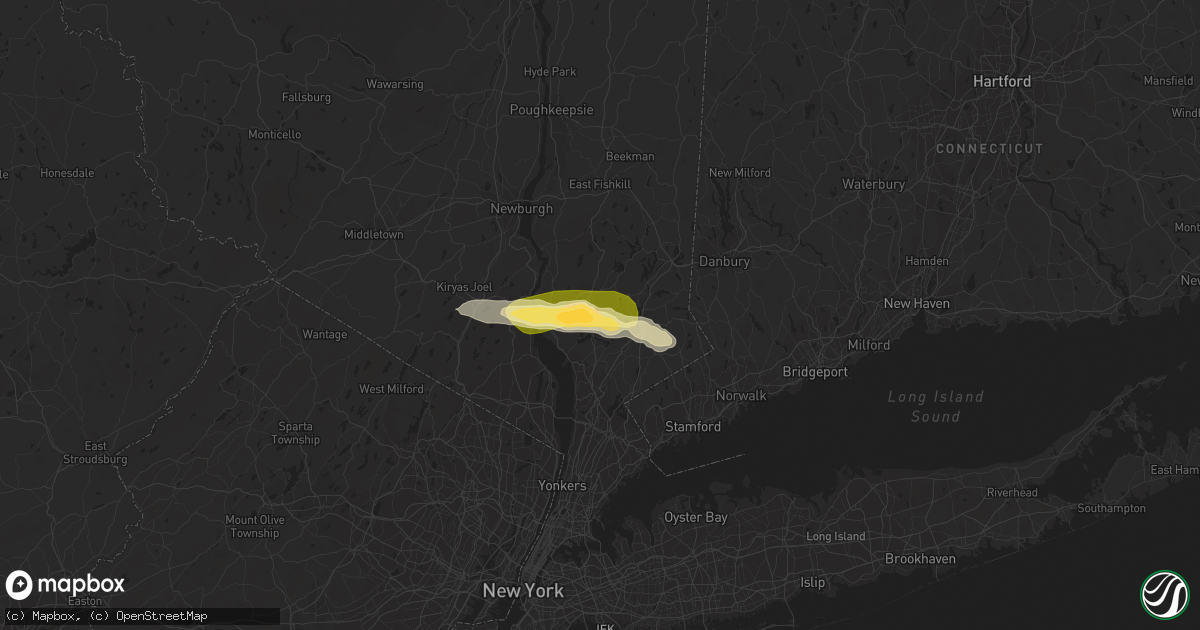 Hail map in Yorktown Heights, NY on July 3, 2023