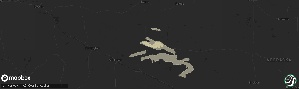 Hail map in Alliance, NE on July 3, 2024