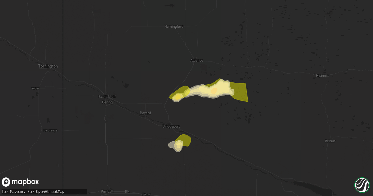 Hail map in Angora, NE on July 3, 2024