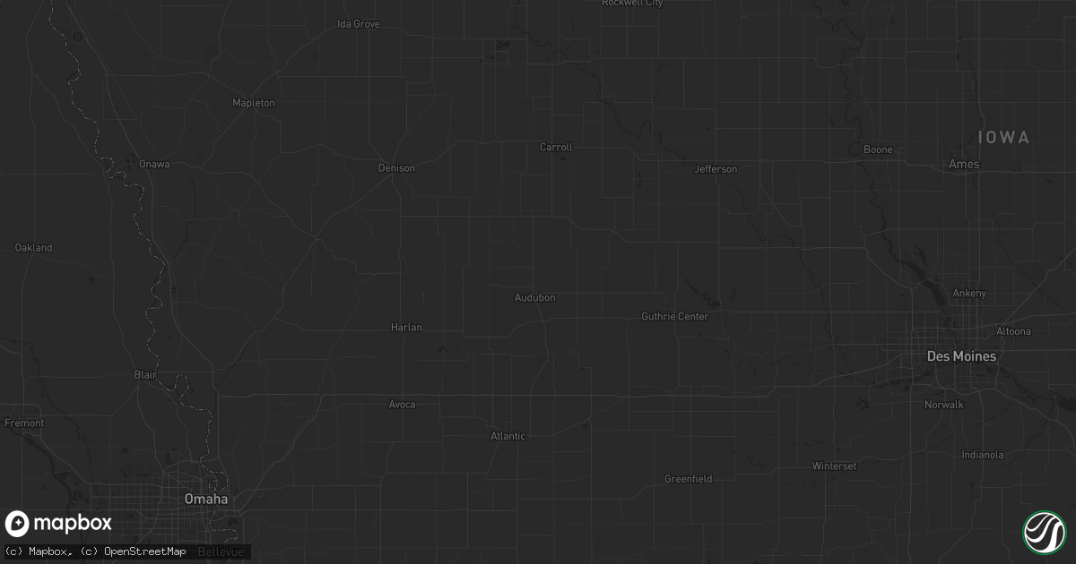 Hail map in Audubon, IA on July 3, 2024