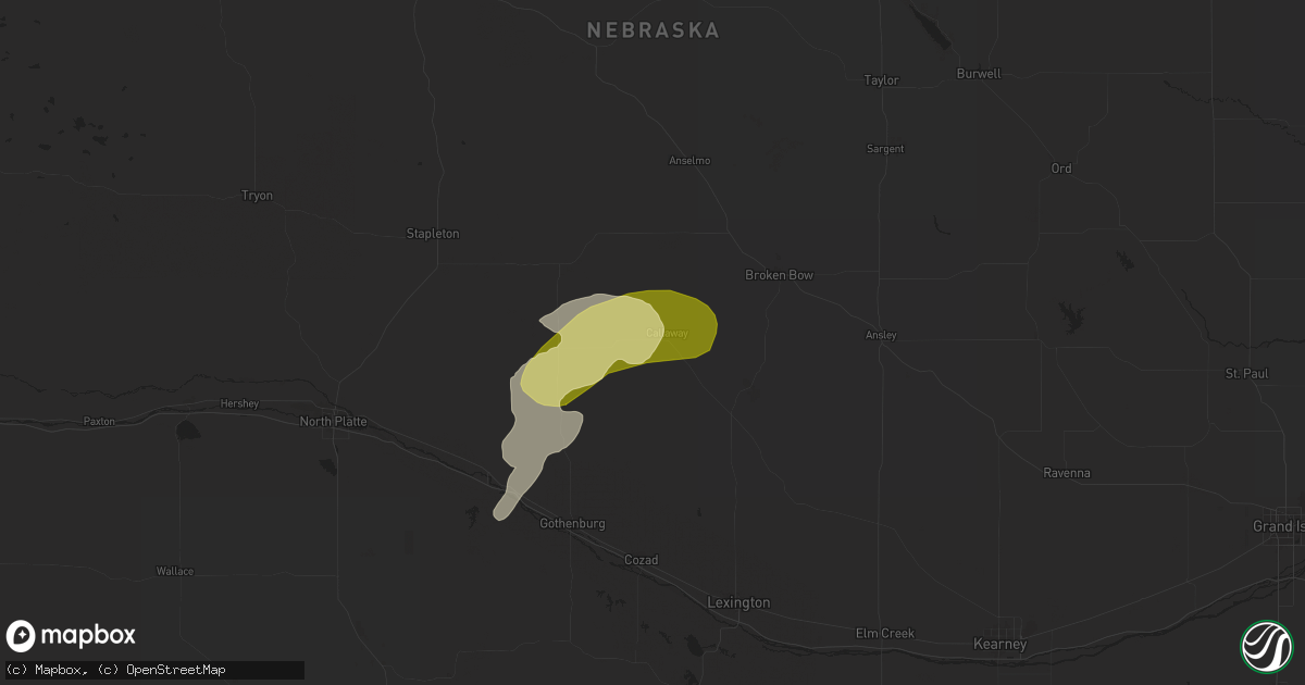 Hail map in Callaway, NE on July 3, 2024