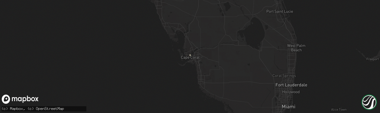 Hail map in Cape Coral, FL on July 3, 2024