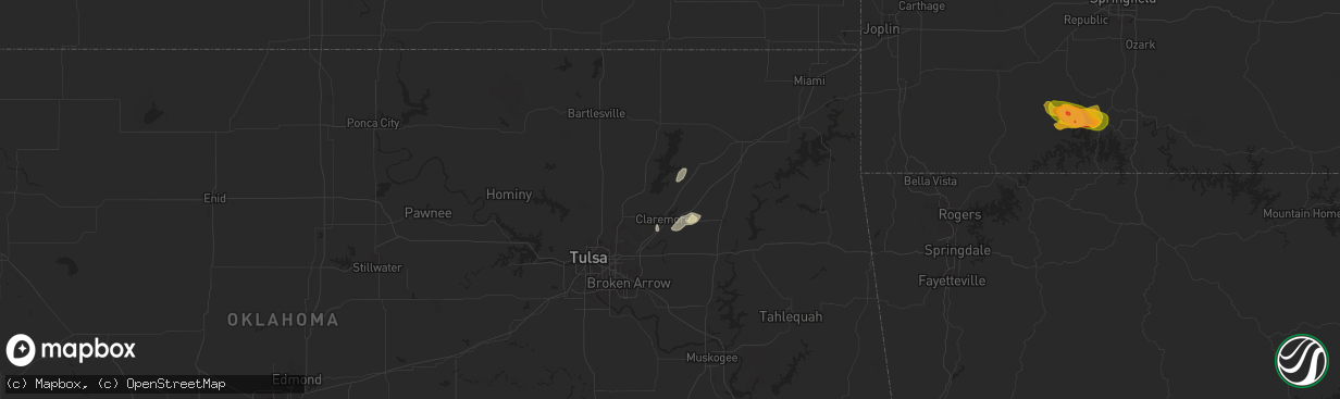 Hail map in Claremore, OK on July 3, 2024