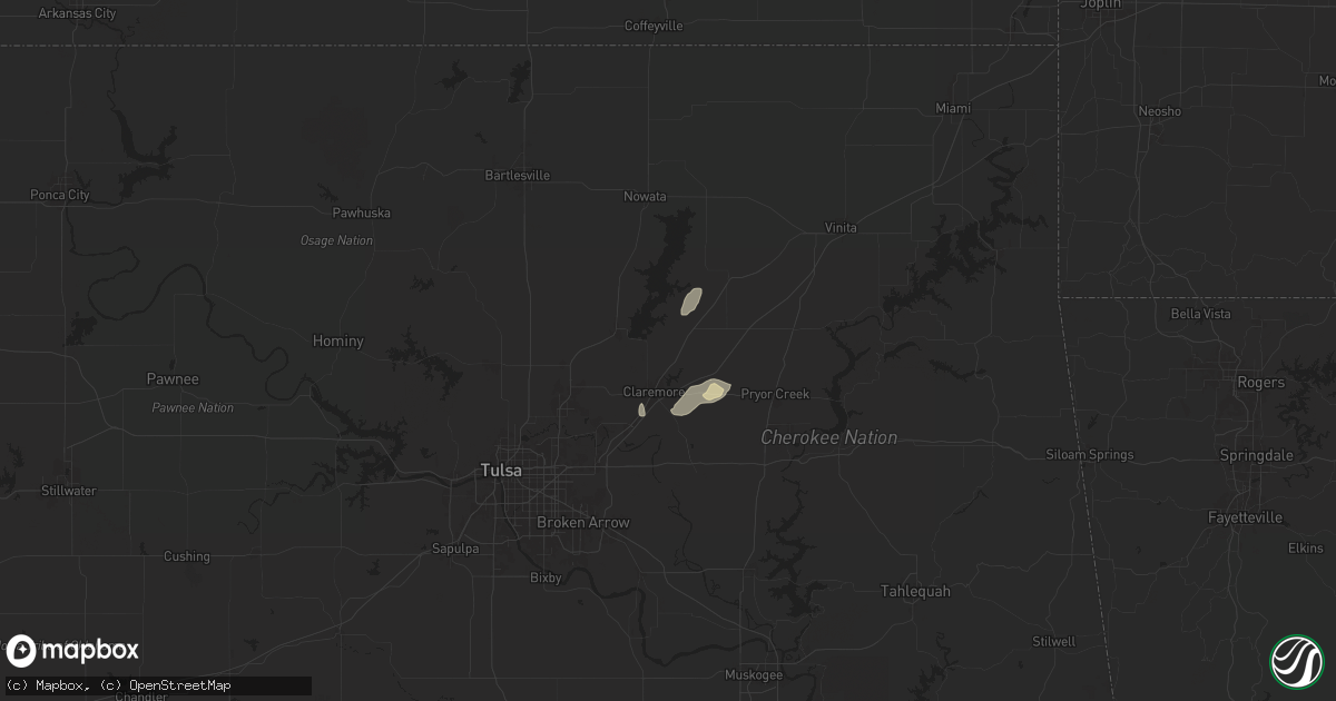 Hail map in Claremore, OK on July 3, 2024
