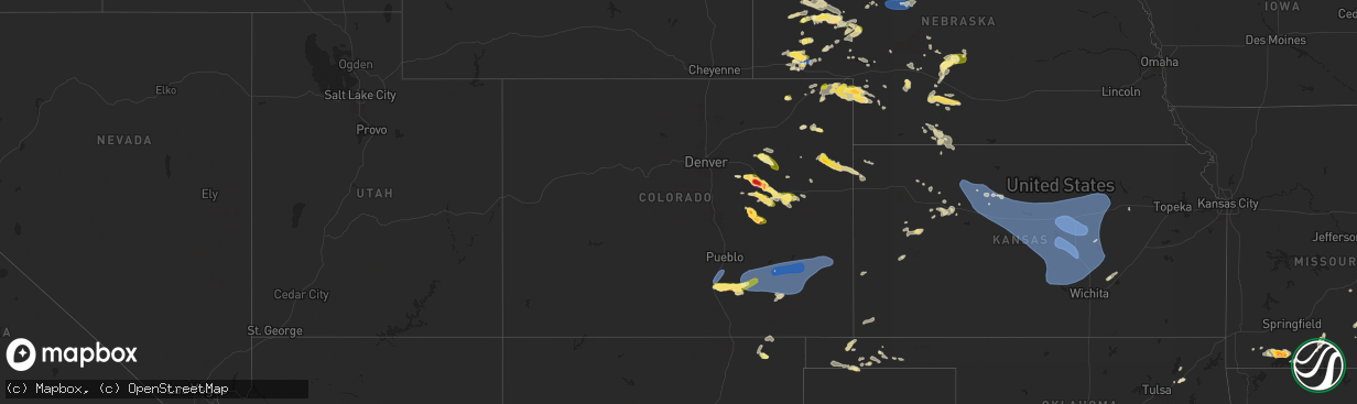 Hail map in Colorado on July 3, 2024