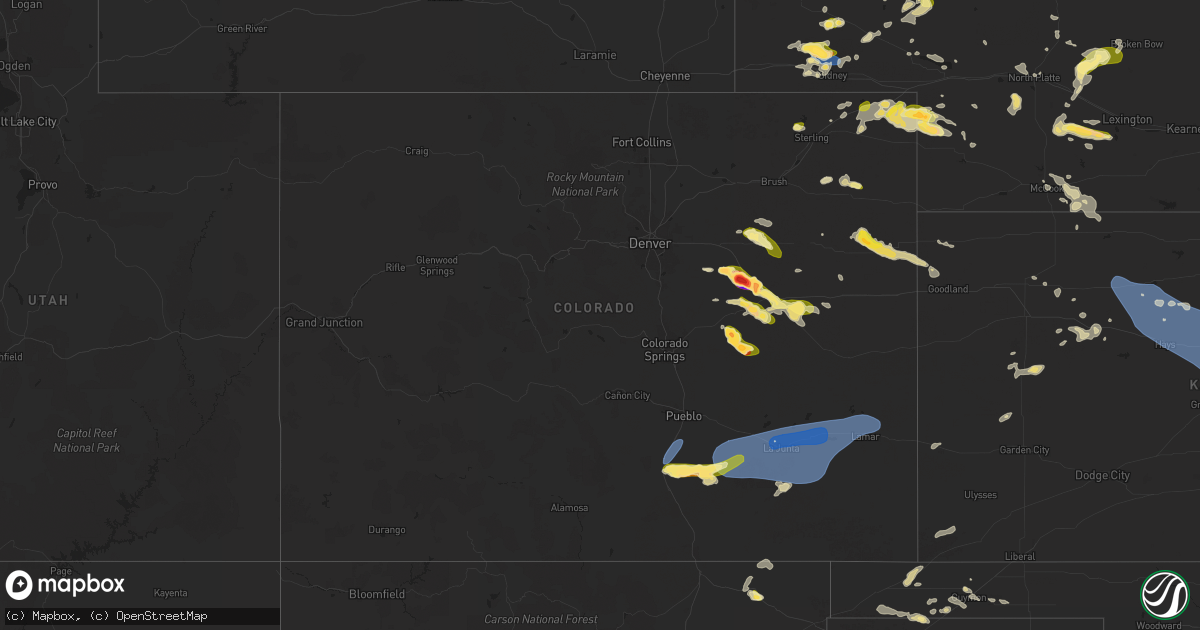 Hail map in Colorado on July 3, 2024