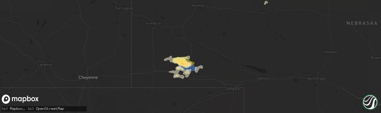 Hail map in Dalton, NE on July 3, 2024