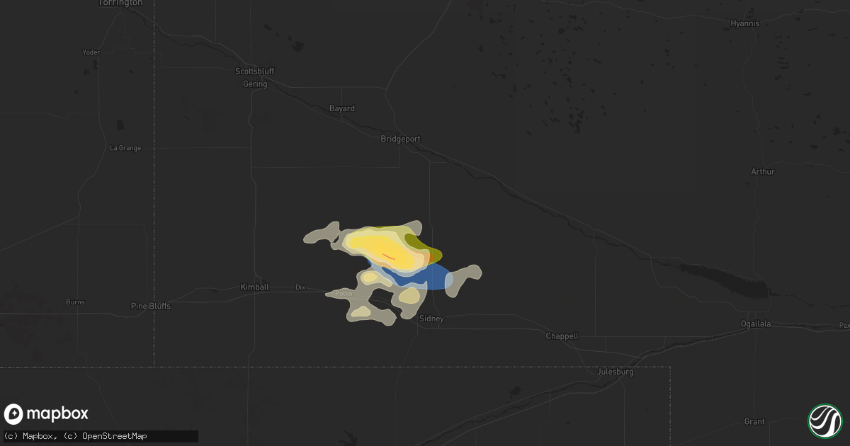 Hail map in Dalton, NE on July 3, 2024