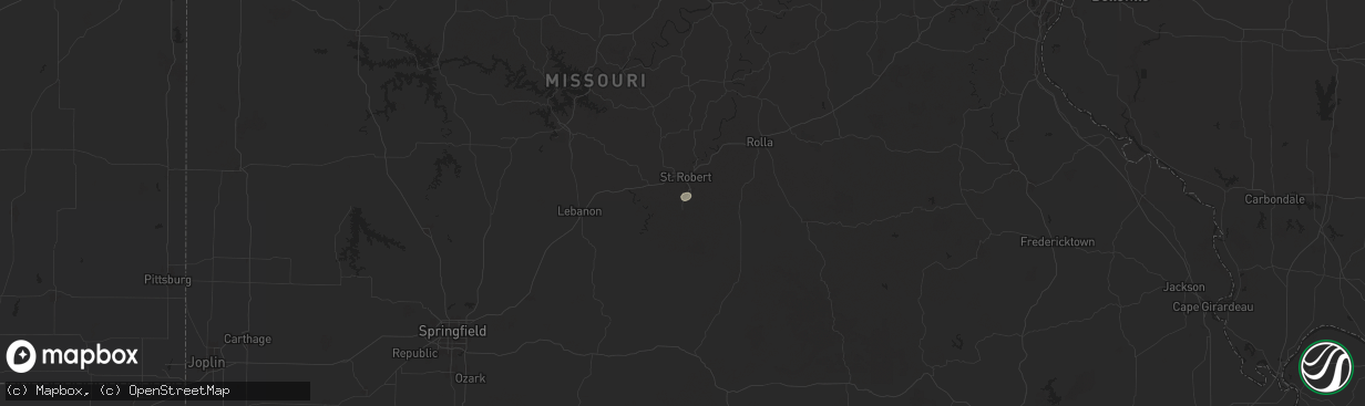 Hail map in Fort Leonard Wood, MO on July 3, 2024