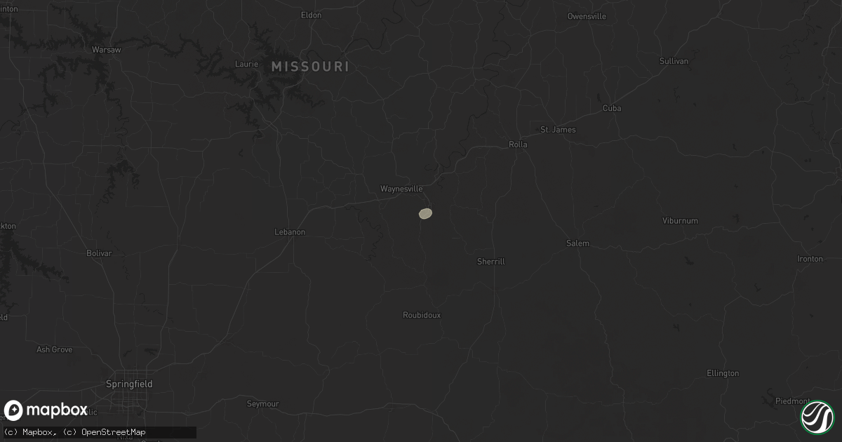 Hail map in Fort Leonard Wood, MO on July 3, 2024