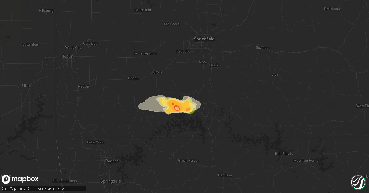 Hail map in Galena, MO on July 3, 2024
