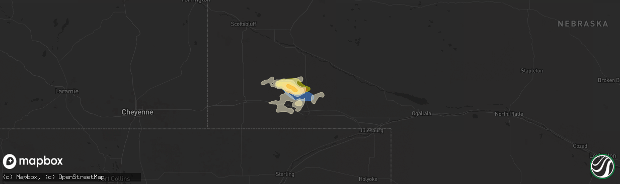 Hail map in Gurley, NE on July 3, 2024