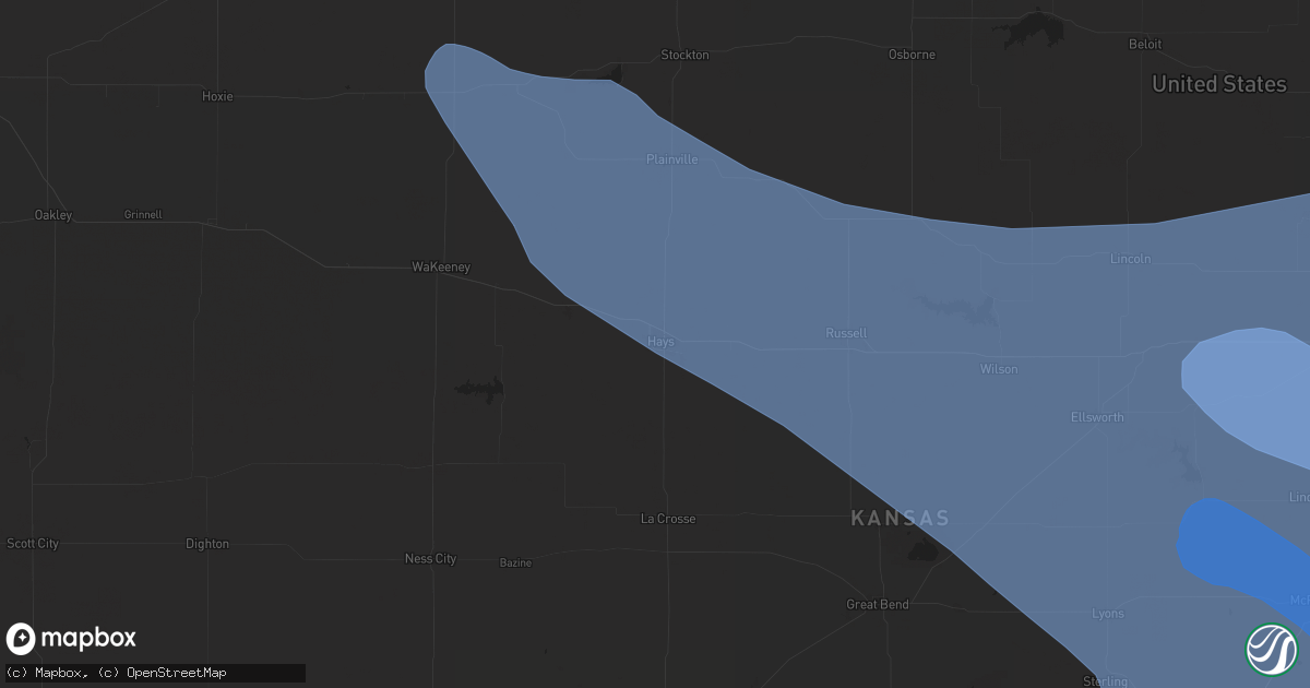 Hail map in Hays, KS on July 3, 2024
