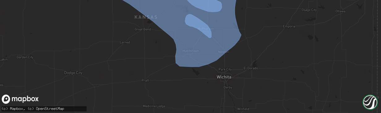 Hail map in Hutchinson, KS on July 3, 2024