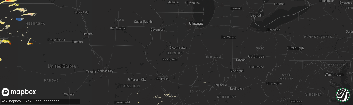 Hail map in Illinois on July 3, 2024