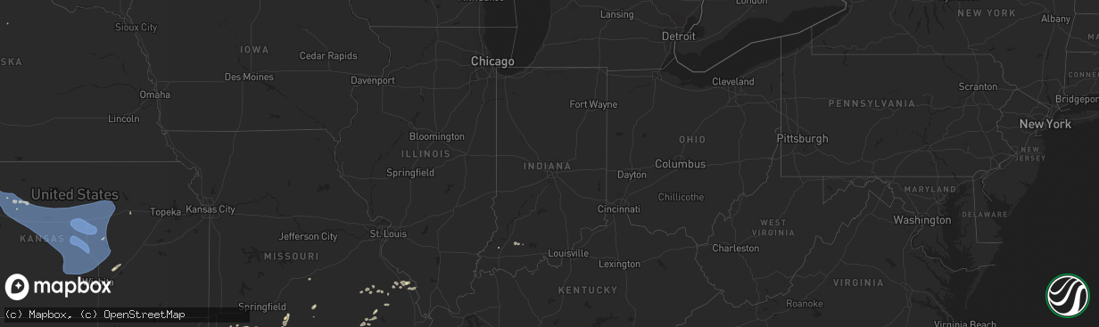 Hail map in Indiana on July 3, 2024