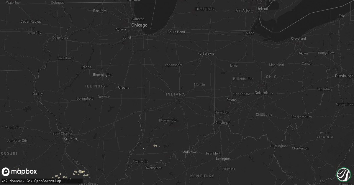 Hail map in Indiana on July 3, 2024