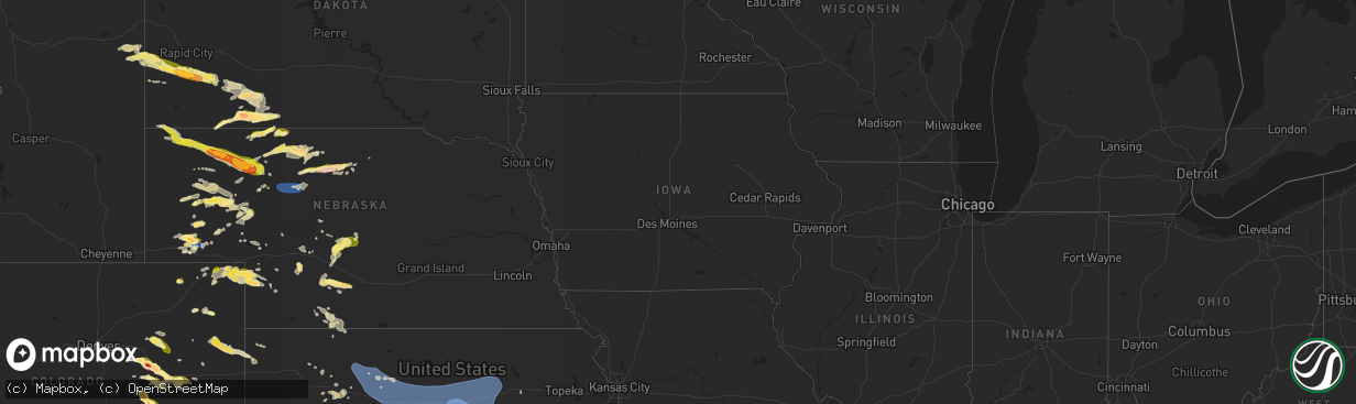 Hail map in Iowa on July 3, 2024