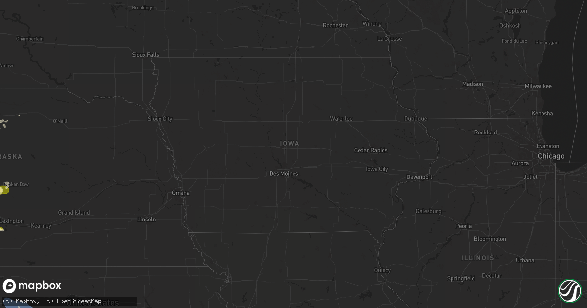 Hail map in Iowa on July 3, 2024