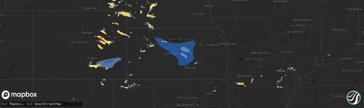 Hail map in Kansas on July 3, 2024