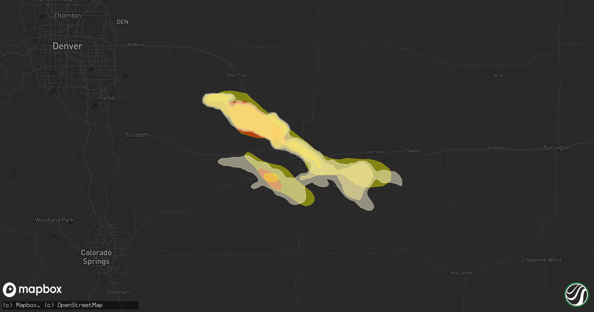 Hail map in Limon, CO on July 3, 2024