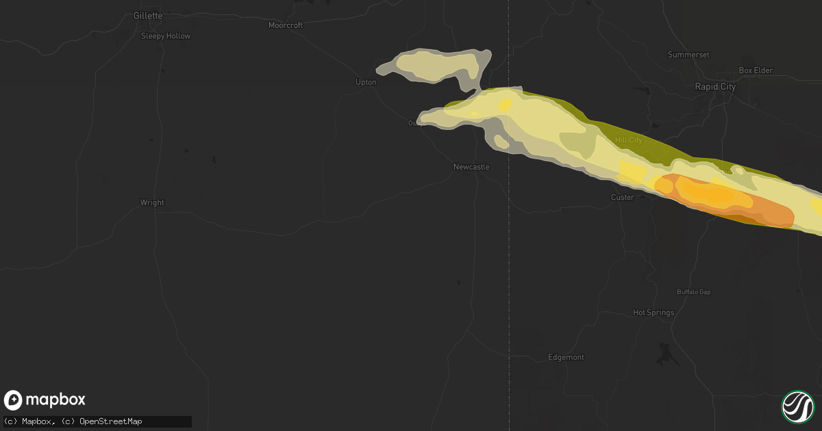 Hail map in Newcastle, WY on July 3, 2024