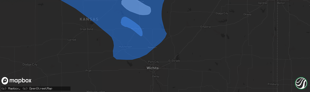 Hail map in Newton, KS on July 3, 2024