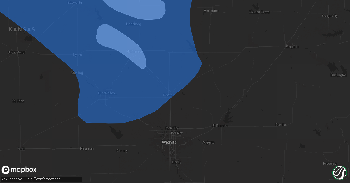 Hail map in Newton, KS on July 3, 2024