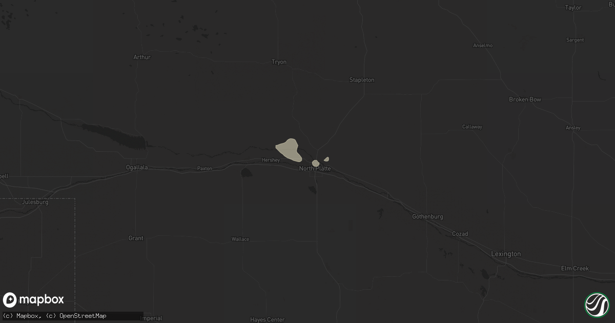 Hail map in North Platte, NE on July 3, 2024
