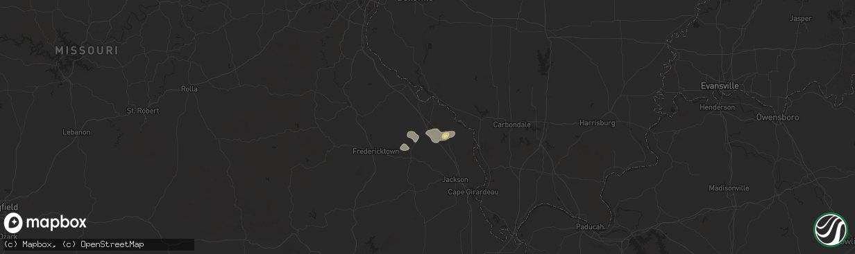 Hail map in Perryville, MO on July 3, 2024