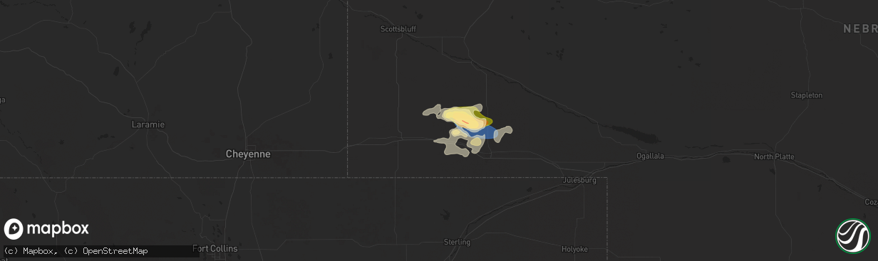 Hail map in Potter, NE on July 3, 2024