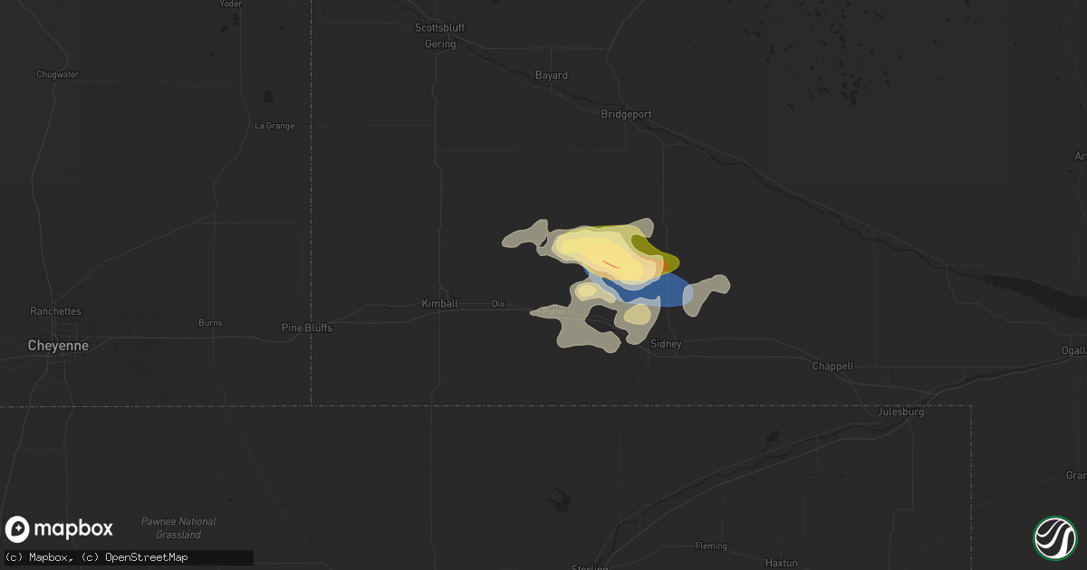 Hail map in Potter, NE on July 3, 2024