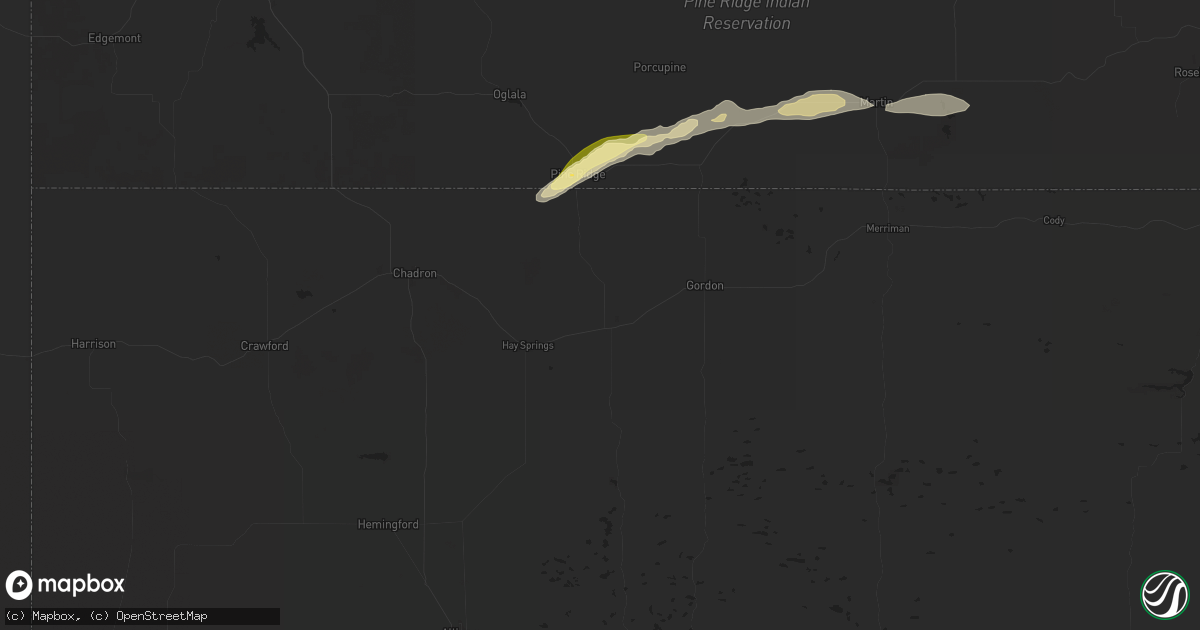 Hail map in Rushville, NE on July 3, 2024