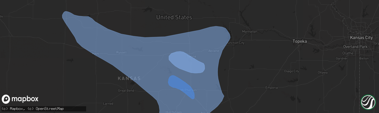 Hail map in Salina, KS on July 3, 2024