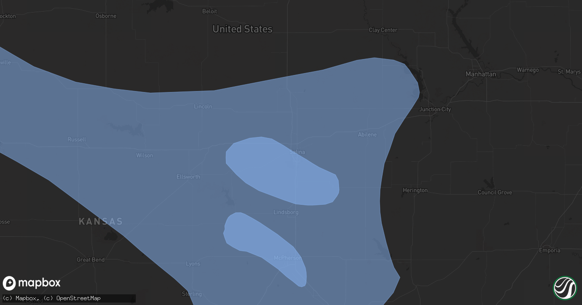 Hail map in Salina, KS on July 3, 2024