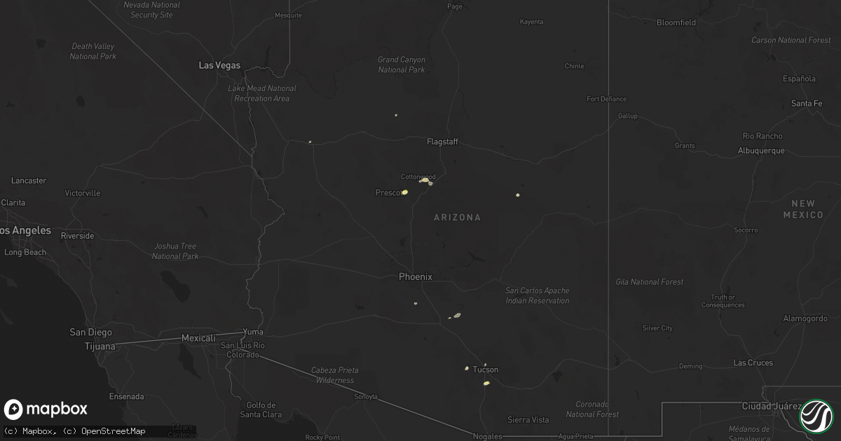 Hail map in Arizona on July 3, 2025