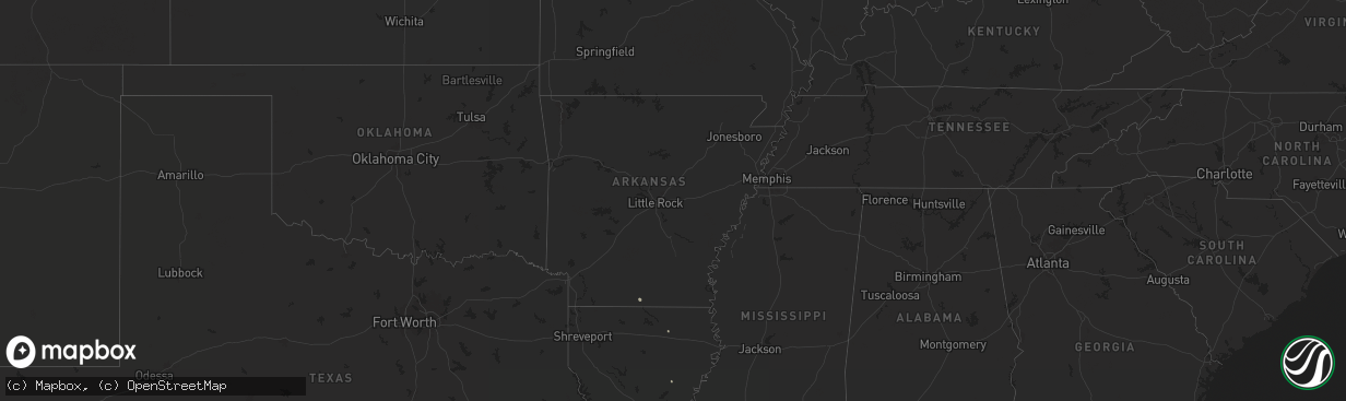 Hail map in Arkansas on July 3, 2025