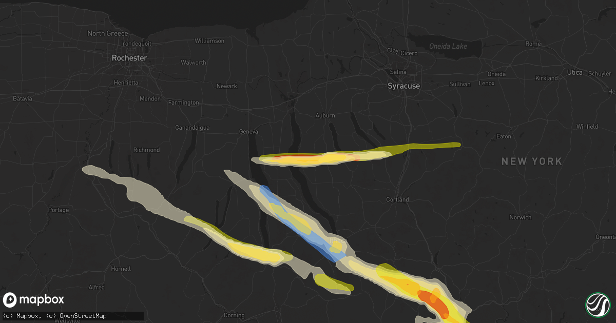 Hail map in Aurora, NY on July 3, 2025