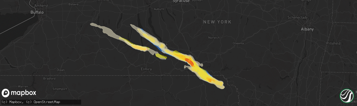 Hail map in Berkshire, NY on July 3, 2025