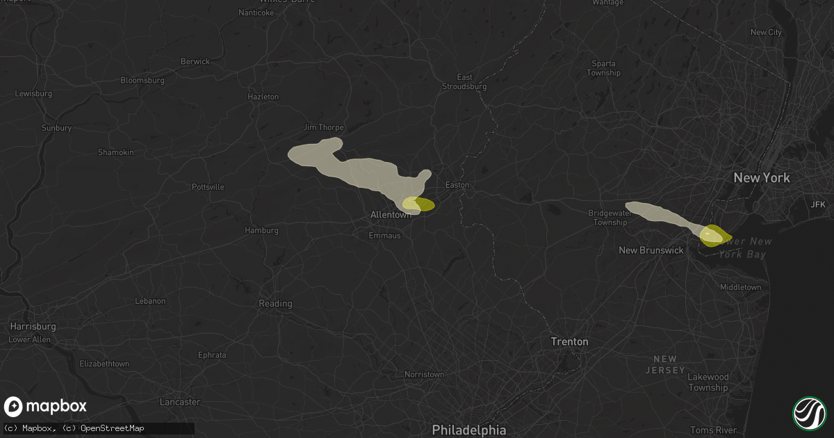 Hail map in Bethlehem, PA on July 3, 2025